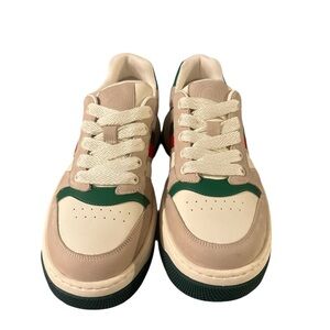 Stylish Beige and Green Sneakers